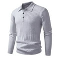 thumbnail image 1 of USNSM (M-5XL) Men's Plus Size Cable Knit Pullover Sweater Casual Long Sleeve Stand Collar Button Lightweight Knitted Sweaters Gray M, 1 of 2