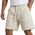 thumbnail image 1 of USNSM (M-5XL) Men's Plus Size Casual Shorts Lightweight Elastic Waist Drawstring Summer Beach Solid Shorts with Pockets White XXXXXL, 1 of 5