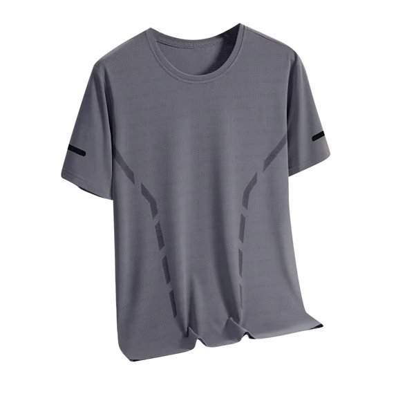 USNSM (M-5XL) Men's Summer Solid Color Short Sleeve T-Shirt Quick Dry Lightweight Outdoor Sports Ice Breathable Athletic Running Top Shirts Gray XL