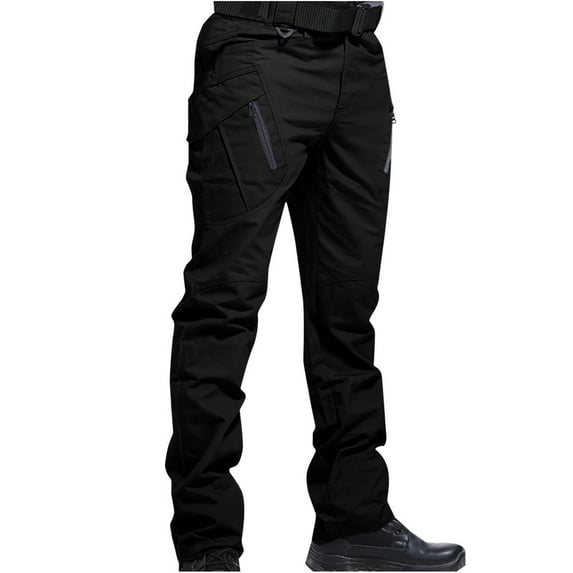 USNSM (M-5XL) Men's Tactical Pants Multi Pocket Cargo Hiking Pants Lightweight Work Pants Spring Autumn Outdoor Casual Water Resistant Trouser Black XXXXL