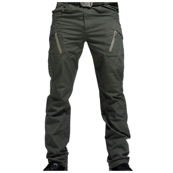 USNSM (M-5XL) Men's Tactical Pants Multi Pocket Cargo Hiking Pants Lightweight Work Pants Spring Autumn Outdoor Casual Water Resistant Trouser Green XL