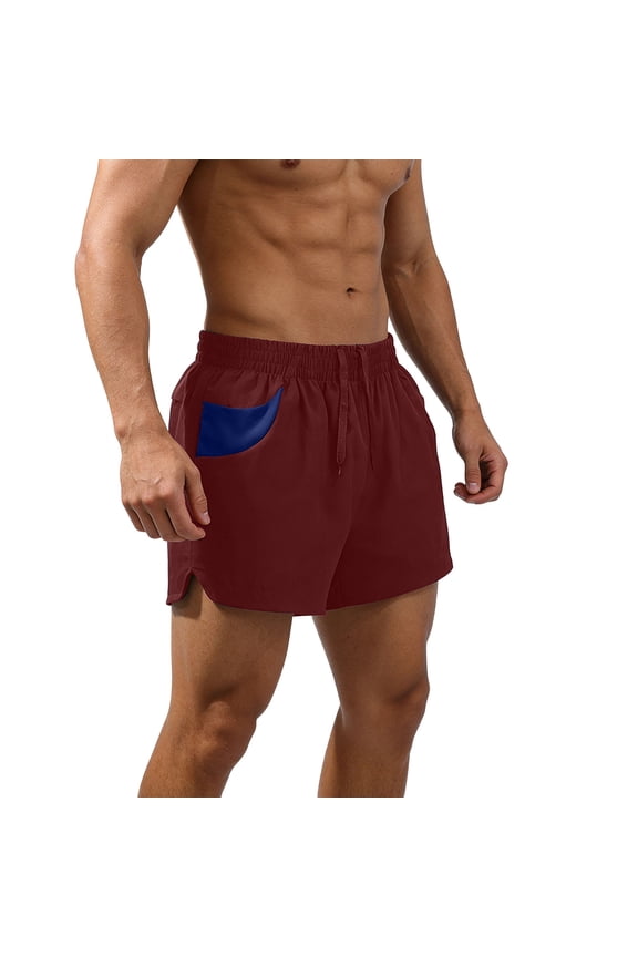 (M-5XL) Men's Versatile Athletic Summer Shorts, Big and Tall Loose Elastic Waist Lightweight Running Gym Shorts with Pockets Red M