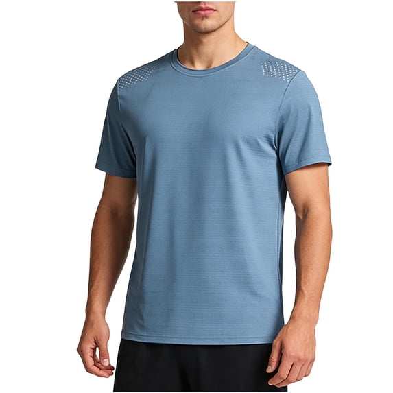 USNSM (M-5XL)Mens Big and Tall Rash Guard Short Sleeve UPF 50+ Sun UV Quick Dry Shirts Workout Swim Running Athletic T-Shirt Blue XXXXL