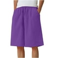 thumbnail image 1 of USNSM (M-5XL) Mens Casual Shorts Big and Tall Loose Fit Workout Shorts Summer Solid Quick Dry Sports Fitness Training Short Purple XXXXXL, 1 of 5