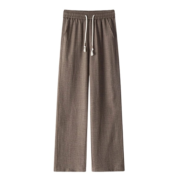 USNSM (M-5XL) Mens Plus Size Sweatpants Wide Leg Lounge Pants Pockets Open Bottom Elastic Drawstring Lightweight Breathable Joggers Brown XXXXXL
