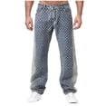 thumbnail image 1 of USNSM (M-5XL) Plus Size Men's Fashion Flare Streetwear Jeans Classic Straight Leg Outdoors Casual Denim Pants with Pockets Blue XXXXXL, 1 of 8
