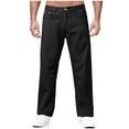 thumbnail image 1 of USNSM (M-5XL) Plus Size Men's Jeans Solid Color Casual Stretch Traditional Fit Jeans Fashion Straight Leg Pants Black XXL, 1 of 8