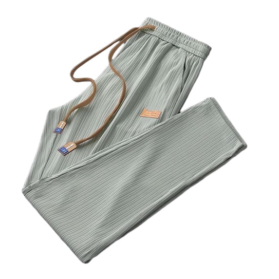 USNSM (M-5XL) Plus Size Men's and Women's Models Ice Silk Solid Color Elastic Waist with Pockets Sweatpants Straight Pants Green XL