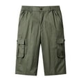 thumbnail image 1 of USNSM (M-6XL) Big and Tall Cargo Shorts for Men Straight Leg Zip Up Capri Cargo Pants Elastic Waist Casual Summer 3/4 Shorts Fashion Trouser Green* XXXXL, 1 of 7