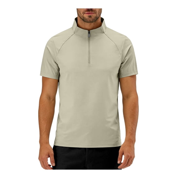 USNSM (M-8XL) Oversized Workout Shirts for Men Short Sleeve Quarter Zip Athletic Shirts Pullover Lightweight Quick Dry Loose Fit Tops Yellow L