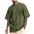 thumbnail image 1 of USNSM Men Oversized T-Shirts Pocket Short Sleeve Solid Color Heavy Cotton Vintage Tops Loose Fit Casual Basic Unisex Tee Green L, 1 of 6