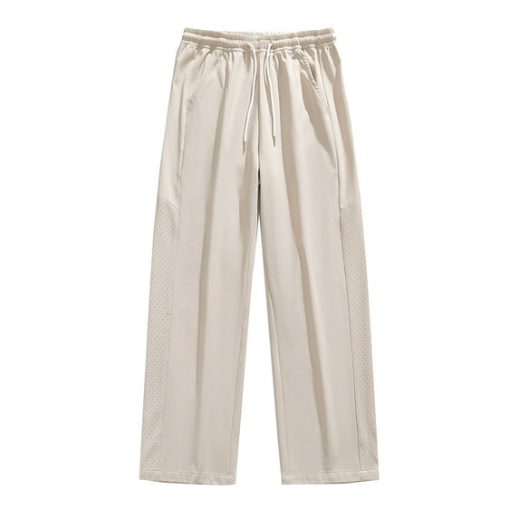 USNSM Men'S Ice Silk Thin Wide Leg Pants Casual Loose Drawstring Sweatpants Elastic Waist Beach Trousers Lounge Pants Yellow L