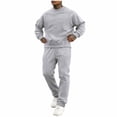 thumbnail image 1 of USNSM Men Solid Color Casual Loose Lightweight Comfortable Drawstring Long Pants Sweatshirt Pullover Round Neck Long Sleeve Set Gray XL, 1 of 9