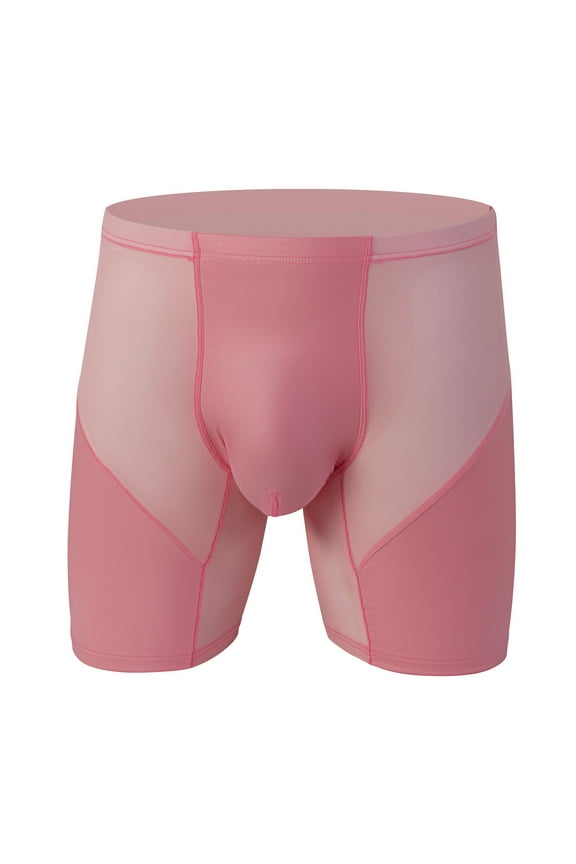 Men Sport Shorts Athletic Workout Running Soft Comfortable Breathable Performance Baselayer Underwear Boxer Trunk Pink XL