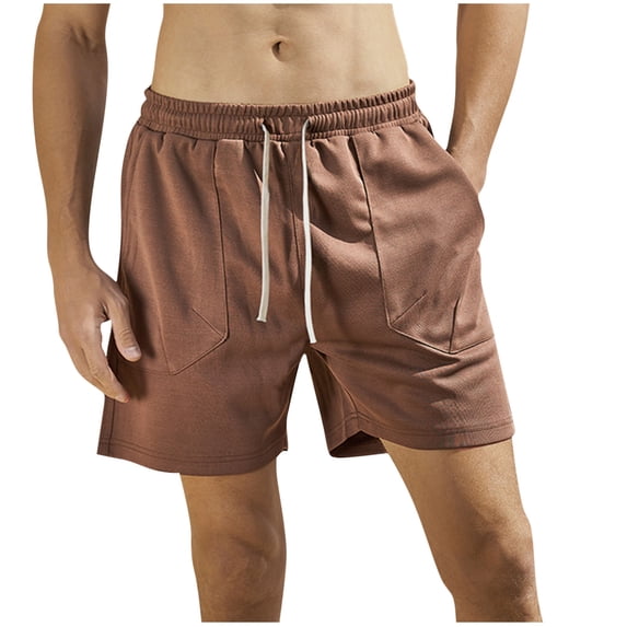 USNSM Men's 2 Pack Gym Workout Shorts 7 Inch Quick Dry Athletic Shorts Outdoor Lightweight Running Shorts with Pockets Brown M