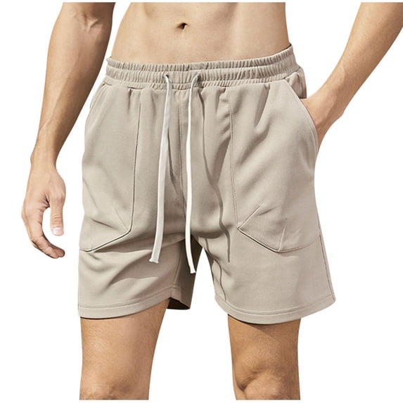 USNSM Men's 2 Pack Gym Workout Shorts 7 Inch Quick Dry Athletic Shorts Outdoor Lightweight Running Shorts with Pockets Khaki XL