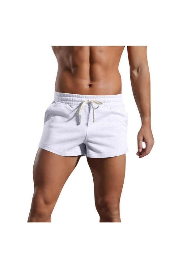 Men's 3" Short Quick Dry Lightweight Slim Fitted Elastic Waist Short Gym Workout Sweat Running Exercise Athletic Lounge Shorts White M