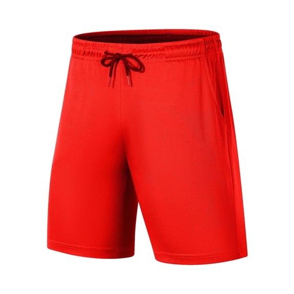 USNSM Men's Athletic Shorts with Quick Drying Athletic Workout Gym Sweat Short Absorption Breathability and Casual Performance Shorts Red L