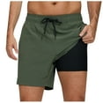 thumbnail image 1 of USNSM Men's Beach Shorts 9" Swim Shorts with Compression Liner Drawstring Zipper Pockets Quick Dry Casual Shorts Green L, 1 of 4