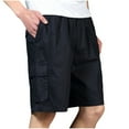 thumbnail image 1 of USNSM Men's Big and Tall Cotton Full Elastic Waist Cargo Shorts Loose Fit Comfy Breathable Drawstring Outdoor Casual Solid Plus Size Short Black XL, 1 of 4