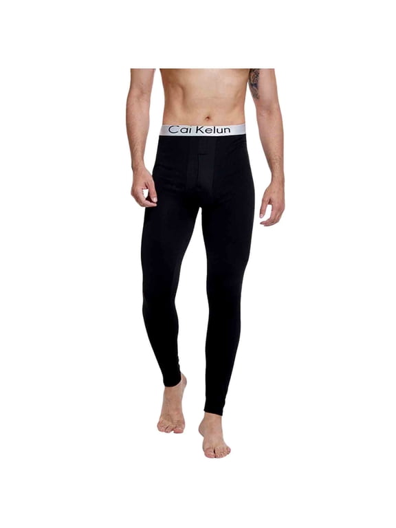 Men's Breathable Thermal Underwear Bottom Fleece Lined Pant Long Johns Leggings for Men Base Layer for Cold Weather Black XL