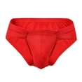 thumbnail image 1 of USNSM Men's Brief Underwear Ice Silk Low Waist Underwear U Convex Bikini Underpants Comfortable Breathable Underwear Red M, 1 of 4