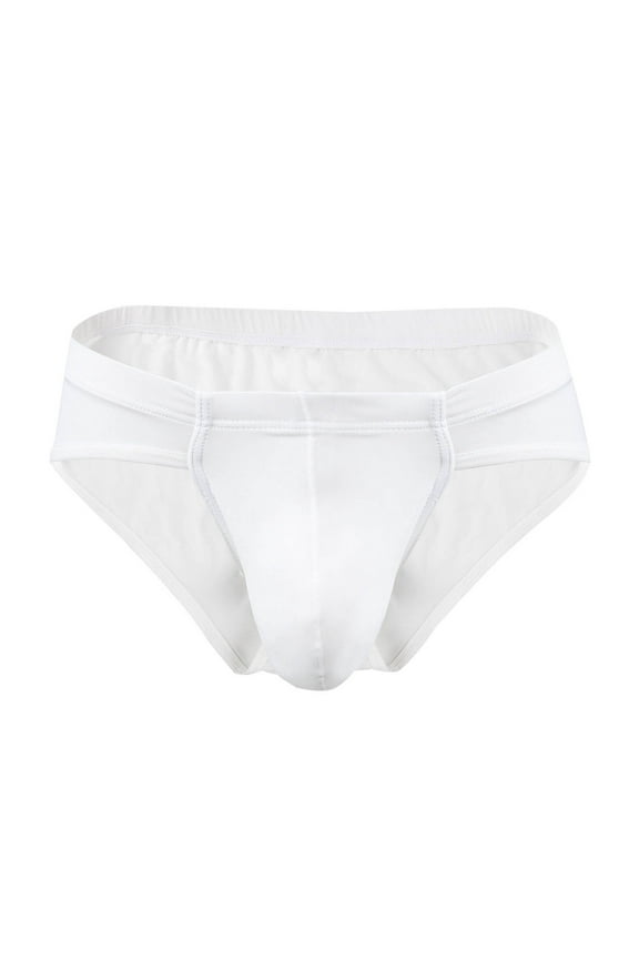 Men's Brief Underwear Ice Silk Low Waist Underwear U Convex Bikini Underpants Comfortable Breathable Underwear White XXL