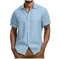 thumbnail image 1 of USNSM Men's Button Down Shirt Dots Print Short Sleeve Casual Shirt Comfort Breathable Summer Business Casual Dress Shirts Blue XXL, 1 of 5