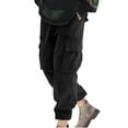 thumbnail image 1 of USNSM Men's Cargo Pants Casual Outdoor Multi Pockets Loose Drawstring Elastic Waist Jogger Straight Leg Pants for Hiking Black XL, 1 of 6