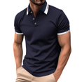 thumbnail image 1 of USNSM Men's Casual Button Up Short Sleeved Shirts Summer Casual Slim Fit Basic Designed Cotton Shirt Tops Blue L, 1 of 9