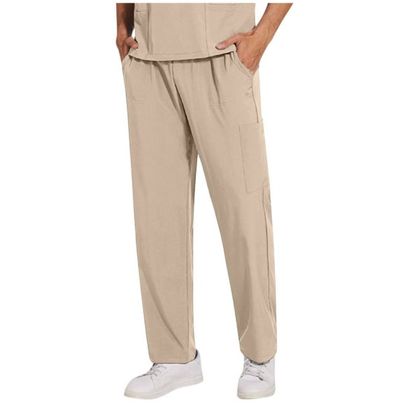 USNSM Men's Casual Cagro Pants Summer Loose Fit Elastic Waist Drawstring Pants Lightweight Trousers with Pockets Yellow L