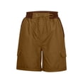 thumbnail image 1 of USNSM Men's Casual Cotton Cargo Shorts Elastic Waist Drawstring Loose Fit Lightweight Athletic Workout Short with Multi Pocket Brown S, 1 of 5