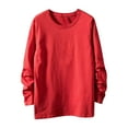 thumbnail image 1 of USNSM Men's Casual Fashion Large Size Solid Color Fashion Casual Cotton Round Neck Bottoming Shirt Youth Long Sleeve Top Sweater Red XXL, 1 of 6