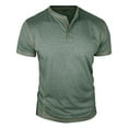thumbnail image 1 of USNSM Men's Casual Henley Shirts Classic Button Cotton Short Sleeve T-Shirt Summer Basic Solid Lightweight Tees Tops Green L, 1 of 7