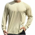 thumbnail image 1 of USNSM Men's Casual Lightweight Quick Dry Breathable Mesh Fitness T-Shirt Workout Training Pullover Shirt Round Neck Raglan Long Sleeve Tops Beige L, 1 of 5