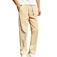thumbnail image 1 of USNSM Men's Casual Pants Relaxed Fit Drawstring Elastic Waist Lightweight Pant Solid Color Straight Leg Trousers Yellow XL, 1 of 9