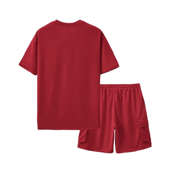 USNSM Men's Casual Short Sets 2 Piece Outfits Crew Neck T-Shirts and Shorts Set Fashion Solid Color Summer Jogging Tracksuit Red XL