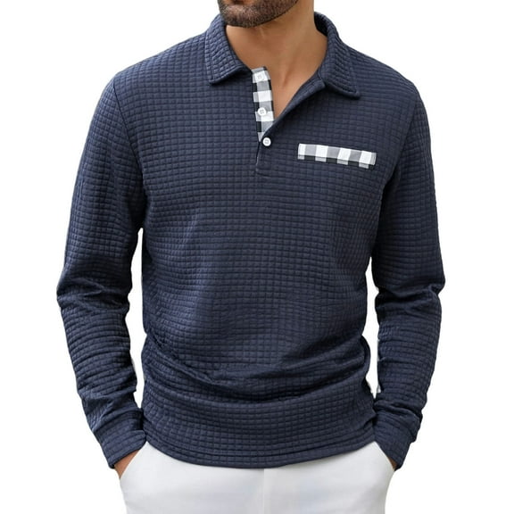 USNSM Men's Casual Stylish Knit Shirts Long Sleeved Button-Down Pocket Sweater Lightweight Fashion Collared T Shirts Blue XL