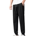 thumbnail image 1 of USNSM Men's Casual Sweatpants Solid Color Fashion Stretch Lightweight Breathable Drawstring Pants with Pockets Black XXL, 1 of 3