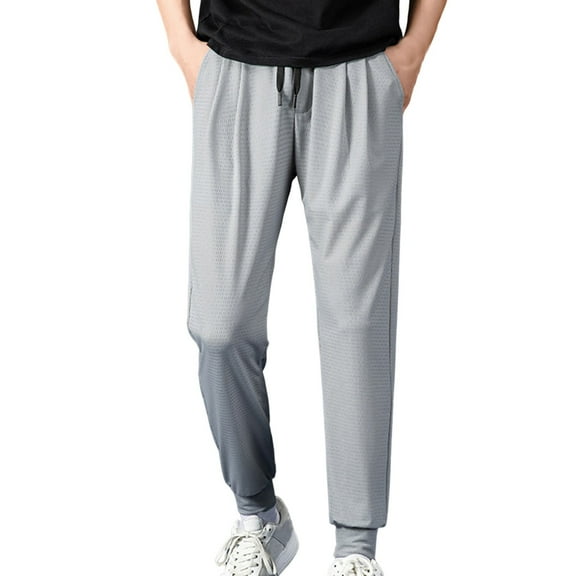USNSM Men's Casual Sweatpants Solid Color Fashion Stretch Lightweight Breathable Drawstring Pants with Pockets Gray XXL