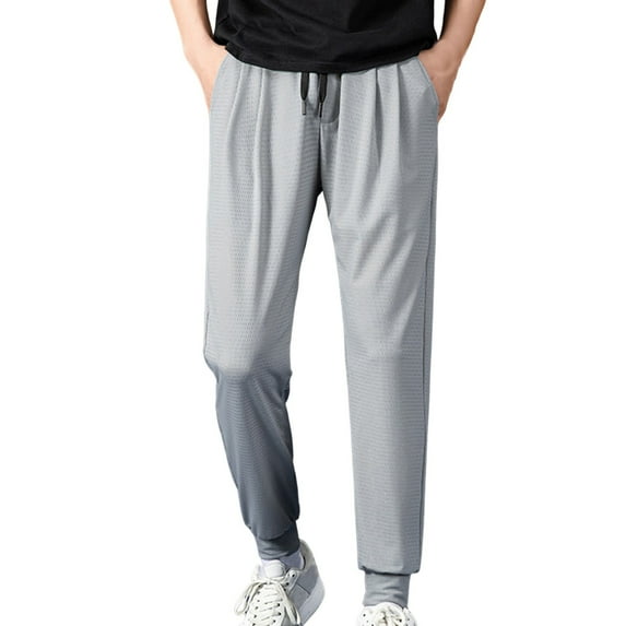 USNSM Men's Casual Sweatpants Solid Color Fashion Stretch Lightweight Breathable Drawstring Pants with Pockets Gray XXXL