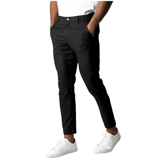 USNSM Men's Chinos Casual Dress Pants Solid Color Tight Fitting Skinny Stretch Flat-Front Lightweight Comfort Slacks Black XXXL