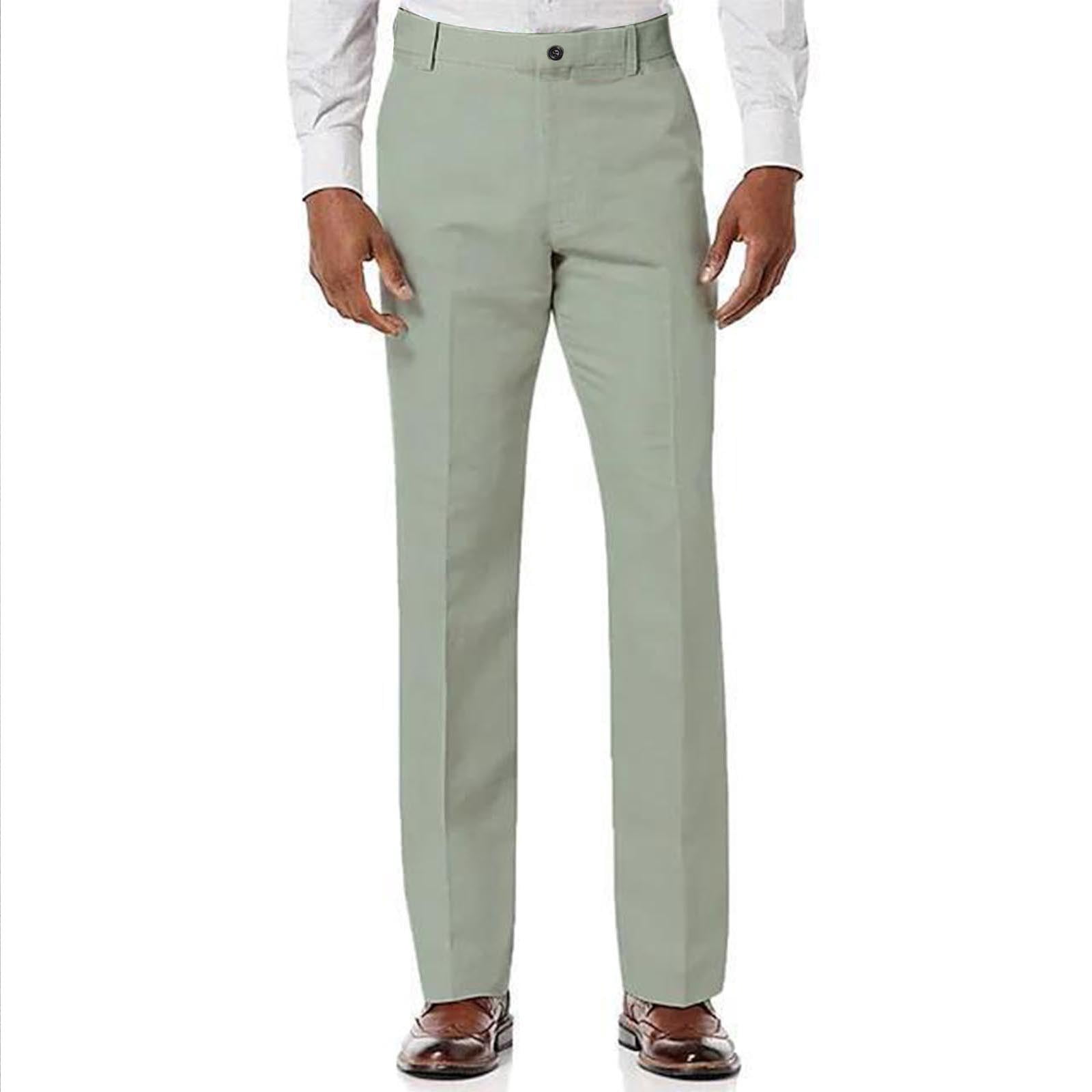 USNSM Men's Classic Fit Flat Front Dress Pants No Iron Premium Casual ...