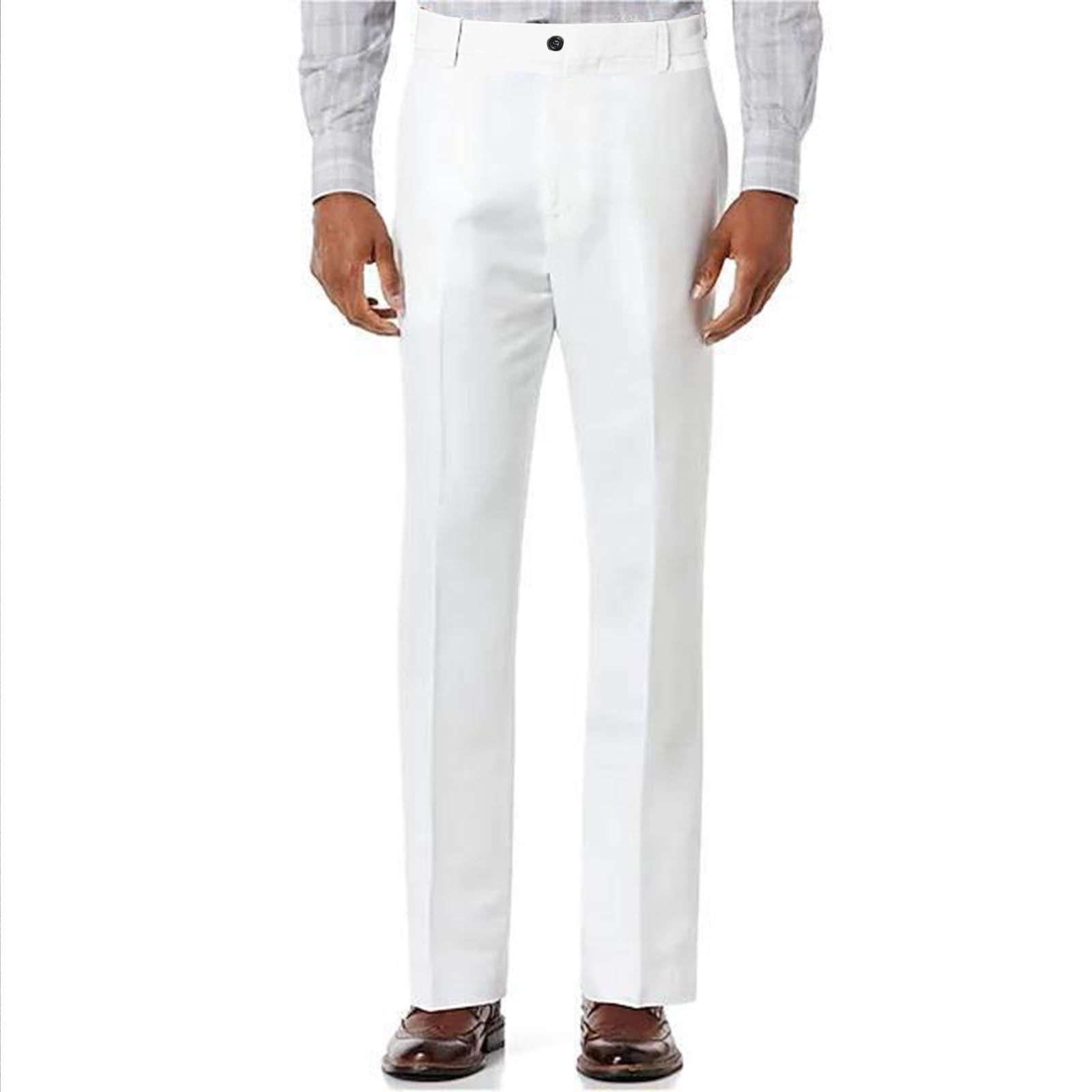 USNSM Men's Classic Fit Flat Front Dress Pants No Iron Premium Casual ...