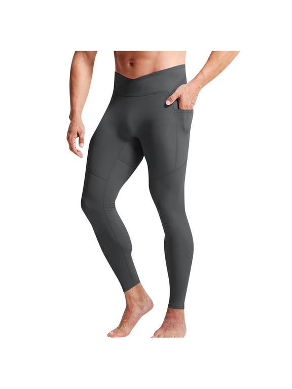 Men's Compression Pants Workout Leggings Running Tights Cool Quick Dry Athletic Baselayer Pants for Basketball Yoga Cycling Gray XXXL