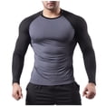 thumbnail image 1 of USNSM Men's Compression Shirts Long Sleeve Athletic T Shirt Workout Cool Dry Running Tops Breathable Comfortable Gym Undershirts Gray M, 1 of 6