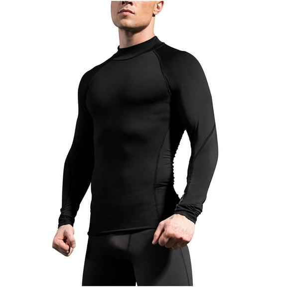 USNSM Men's Compression Shirts Long Sleeve Athletic Workout Tops Gym Lightweight Breathable Sports Baselayers Black S