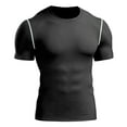 thumbnail image 1 of USNSM Men's Compression Shirts Short Sleeve Athletic Workout T-Shirt Running Tops Cool Quick Dry Active Gym Undershirt Black S, 1 of 7