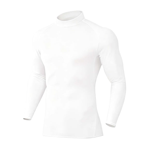 USNSM Men's Compression Shirts Thermal Long Sleeve Athletic Workout Tops Gym Undershirts Sports Baselayers Running T Shirt for Men White L
