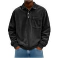 thumbnail image 1 of USNSM Men's Corduroy Sweatshirt, Vintage Casual Long Sleeve Sweatshirts Fall Winter Ribbed Warm Pullover Tops with Pocket Black XXL, 1 of 6